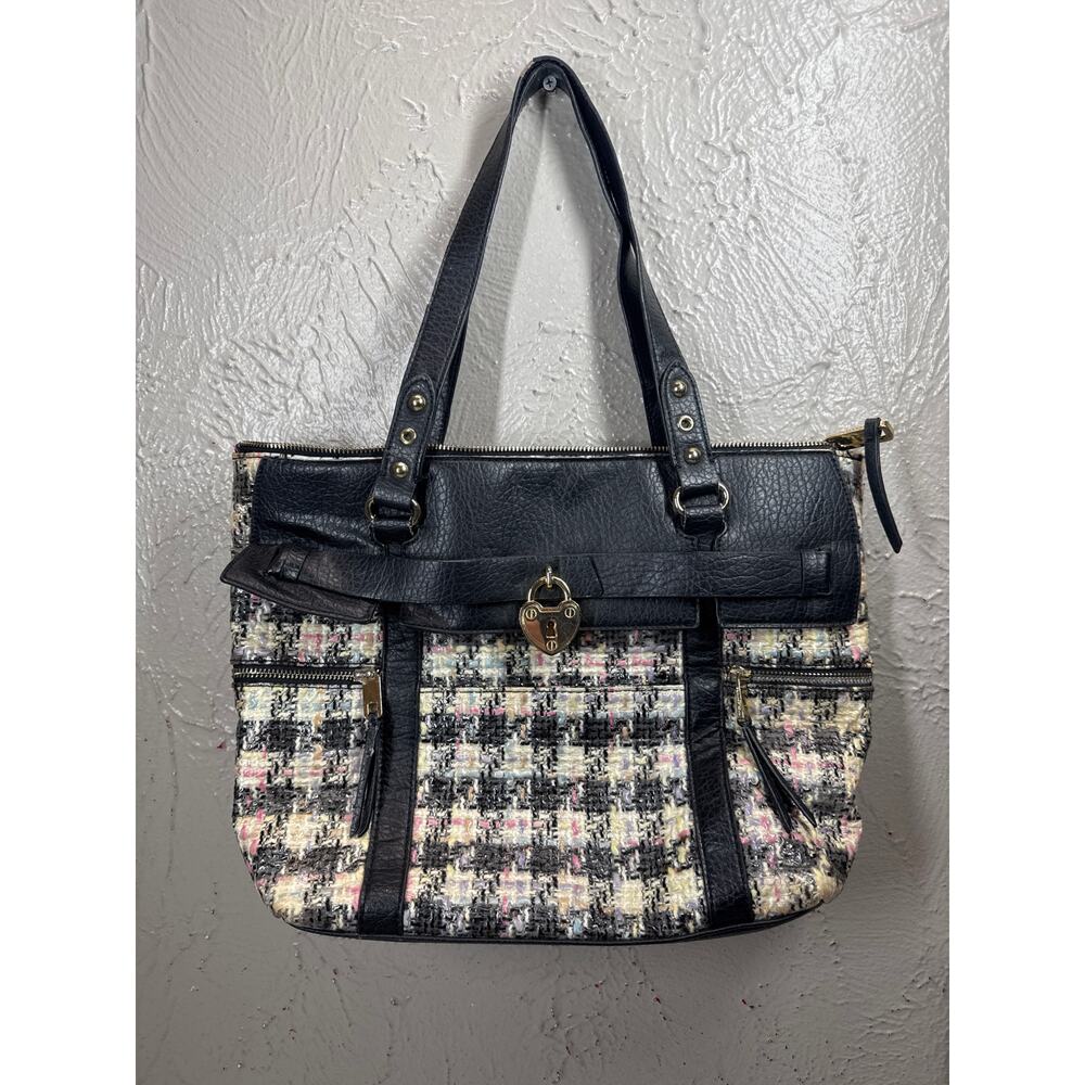 Vintage Y2k Juicy Couture Tote Large Tweed Wax Coated Handbag Vegan Leather‎